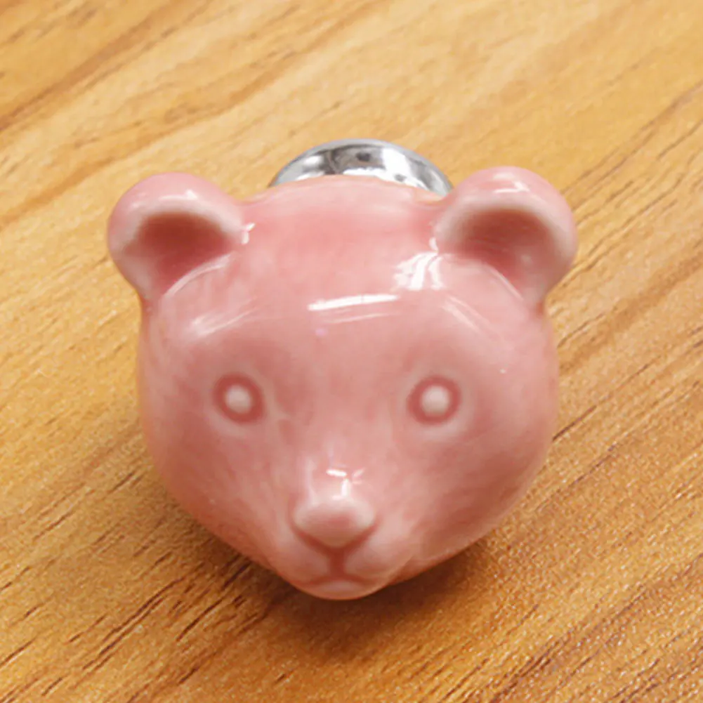 Дверные ручки Творческий Керамика медведь дизайн 7 цветов для Шкаф-Гардероб