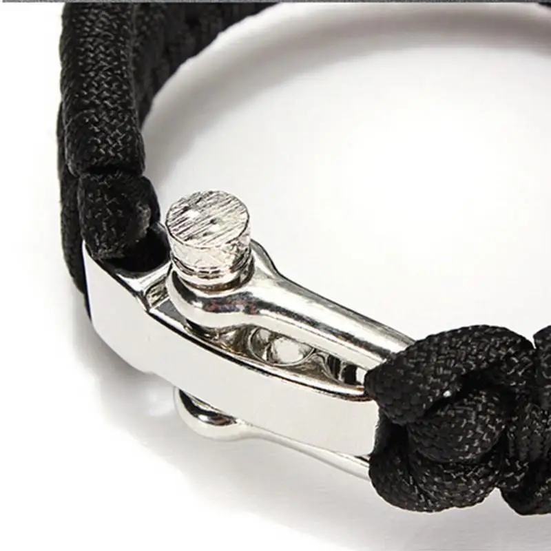Браслет из нержавеющей стали черный веревочный браслет для выживания на природе