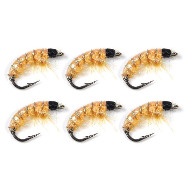 Orange Bimoo 6 шт.#6 рыболовные крючки в виде мухи для ловли форели Scud Shrimps Scud Cezch Fly Fishing Fly Nymphs несколько цветов - Цвет: Orange