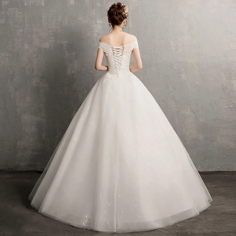 Элегантное Кружевное белое свадебное платье с вырезом лодочкой и аппликацией 2019