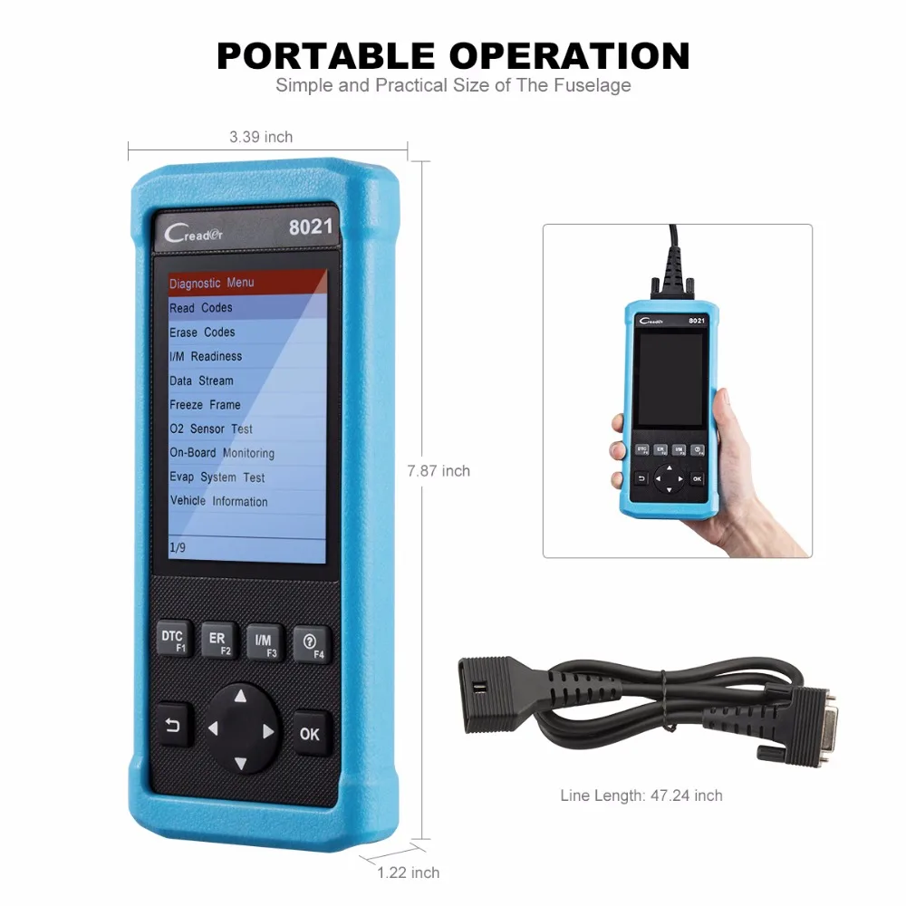 Старт CReader 8021 авто полный OBDII/EOBD функции сканер с Батарея Управление Системы (BMS)