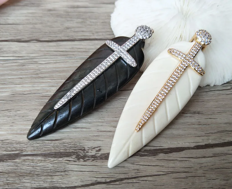 5 шт. уникальные кулоны в виде перьев и костей|ox bone pendant|feather pendantpave crystal pendant |