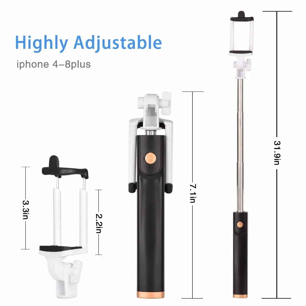 Duszake монопод селфи палка для смартфона палки Bluetooth Выдвижная штатив Gopro Xiaomi Iphone