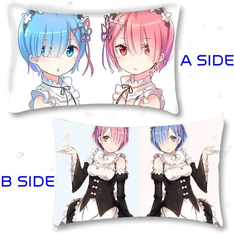 Чехол наволочка с рисунком из японского аниме Re:Zero kara Hajimeru Isekai Seikatsu Rem Ram