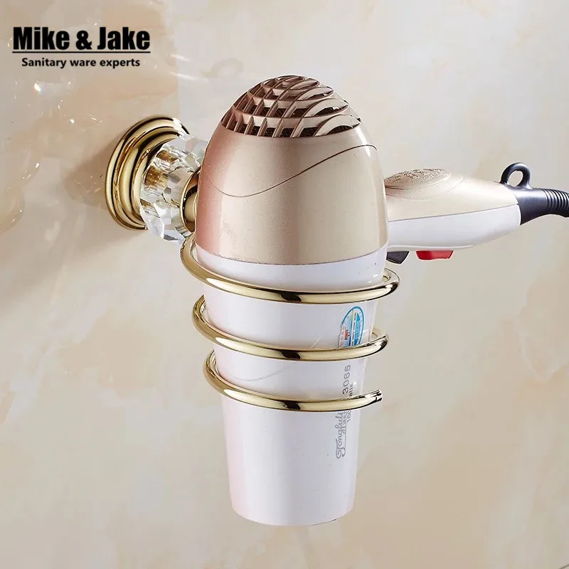 Ванная комната с золотыми кристаллами полка для волос медная настенная ванной