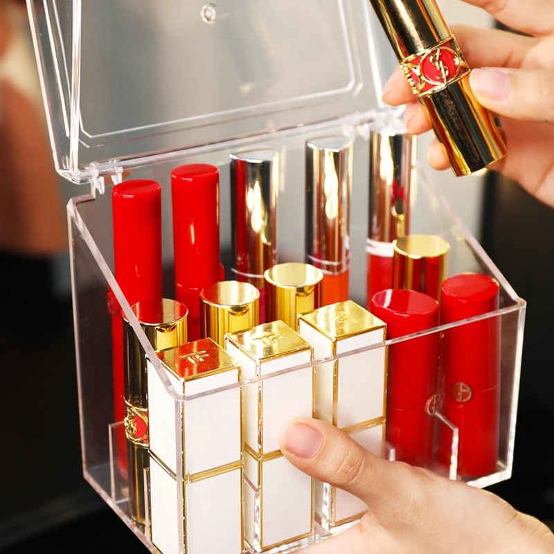 Органайзер для макияжа PS прозрачный держатель помады с крышкой коробка хранения