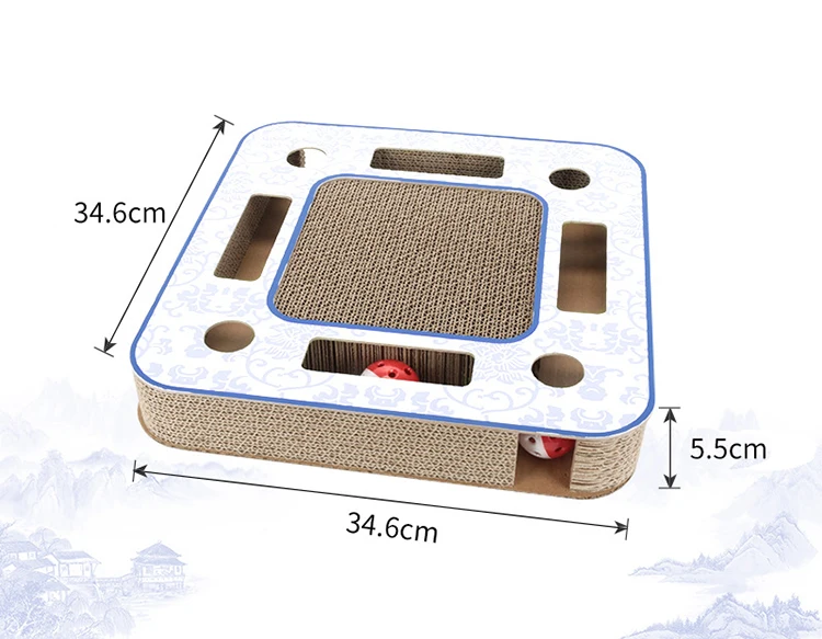 Smartpet гофрированный бумажный кошачий скребок с шариком квадратный игровой трек для домашних животных игрушка-головоломка для кошек Когтеточка доска коврик скребок