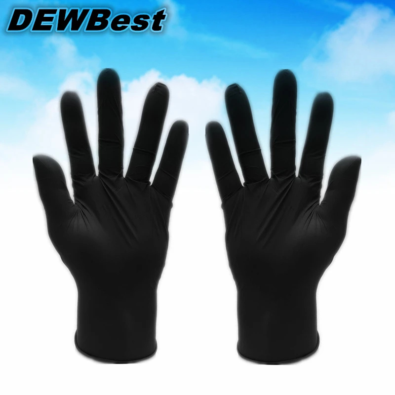 Dewbest одноразовые черный нитриловые Перчатки (порошок бесплатно) 50