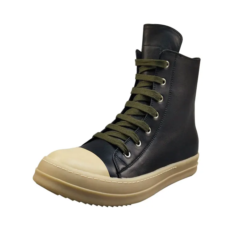 Мужские ботинки из натуральной кожи со шнуровкой и молнией| |