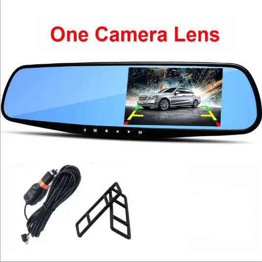 One Camera Lens Камера для записи автомобиля, автомобильная камера full hd 4,3 дюймов, зеркало заднего вида, цифровой видеорегистратор с двойным объективом 1080 P, автомобильная DVR камера - Название цвета: One Camera Lens