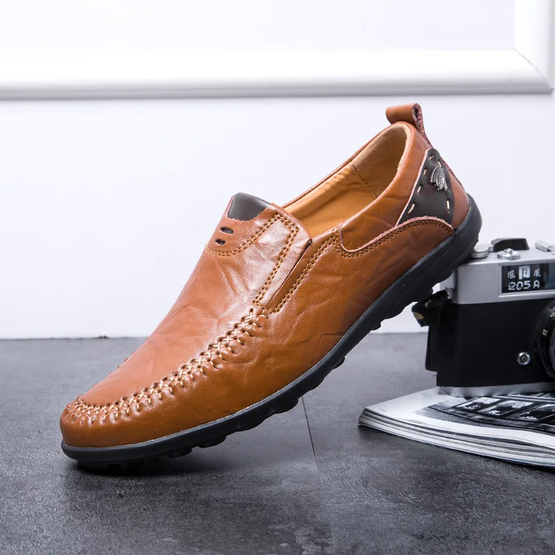 Genuine Leather Men Shoes Moccasin Flats Breathable Casual Italian Loafers Comfortable Driving Size 47 | Обувь
