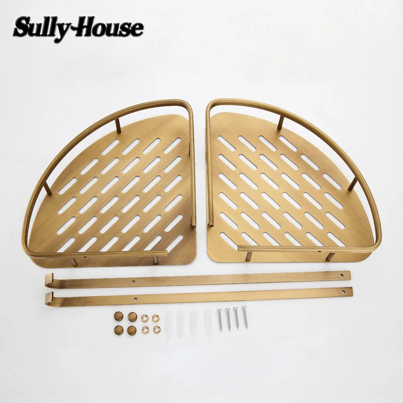 Античная латунная угловая корзина Sully House для ванной комнаты бронзовые