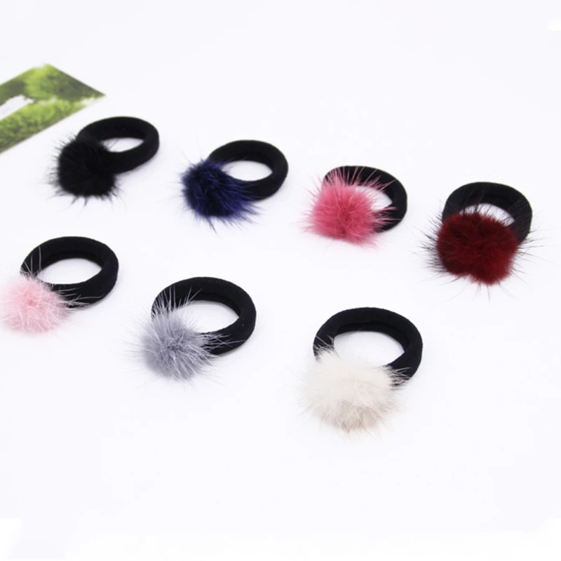 Женский ободок для волос из меха норки с помпоном держатель хвоста галстуки на