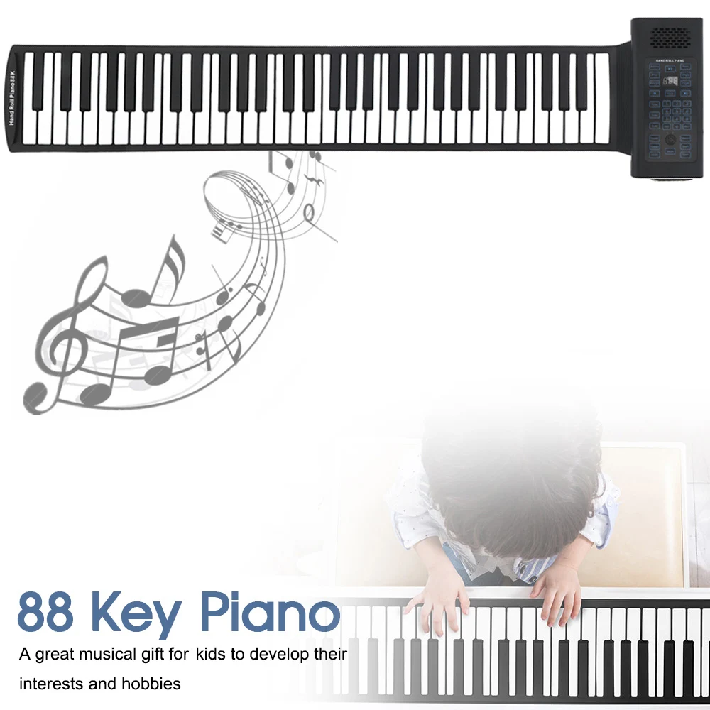88 клавиш USB MIDI выход закатывается перезаряжаемая силиконовая Электронная Гибкая