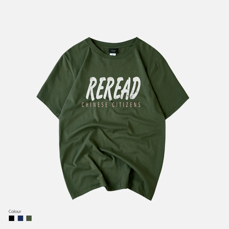 

2019 summer new Harajuku letter printing short sleeved tshirt men hip hop loose Japanese retro army green men t shirt streetwear