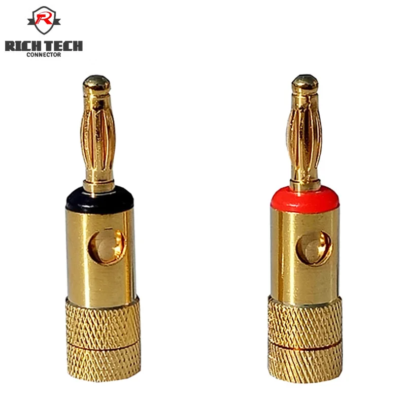 2pcs banana plug connector gold plated audio speaker red+black | Обустройство дома