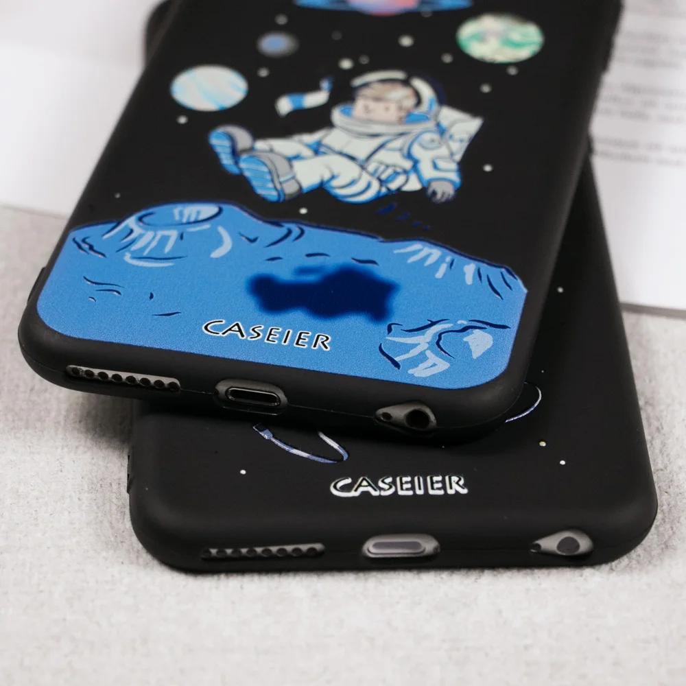 Caseier чехол для телефона iPhone 6 S 7 8 Plus крышка 3D рельеф пространство Мягкий
