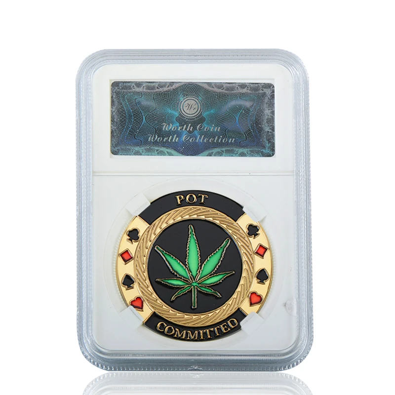 coin4 with case WR казино Las Vegas Poker Chips золотые коллекционные монеты с монетницей наградная монета сувениры Оригинальные подарки дропшиппинг - Цвет: coin4 with case