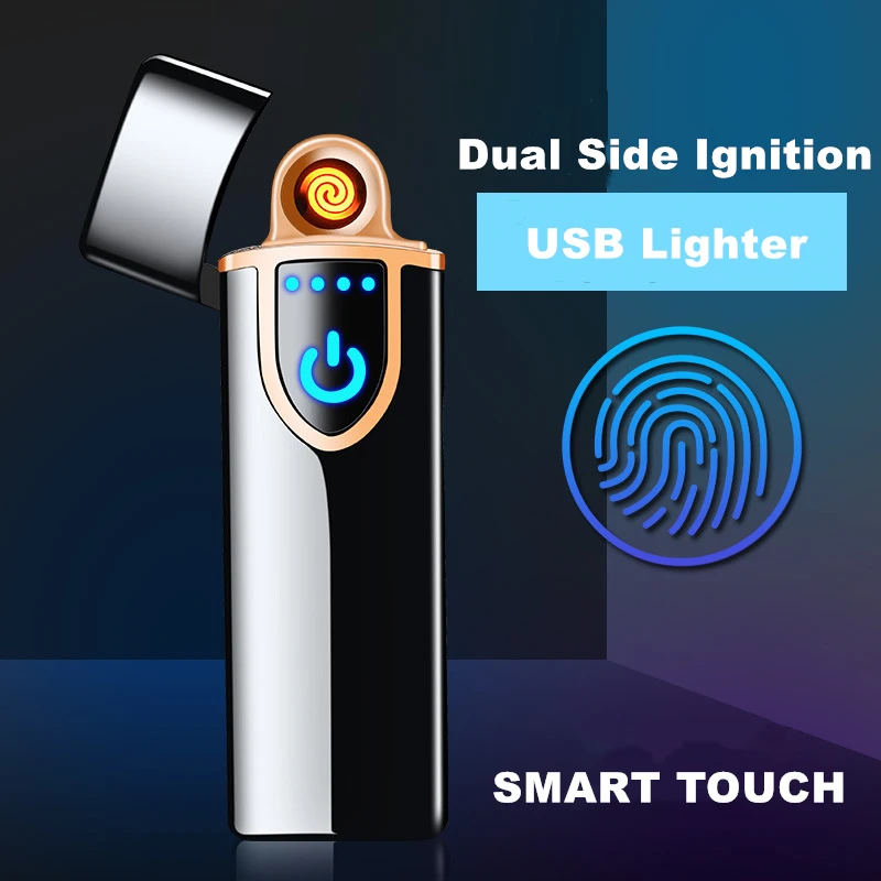Индукционная Электронная USB зажигалка с отпечатком пальца перезаряжаемая