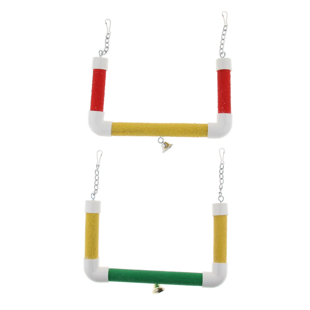 

Pet Bird Parrot Cage Hanging Birds Stand Wood Swing Perch