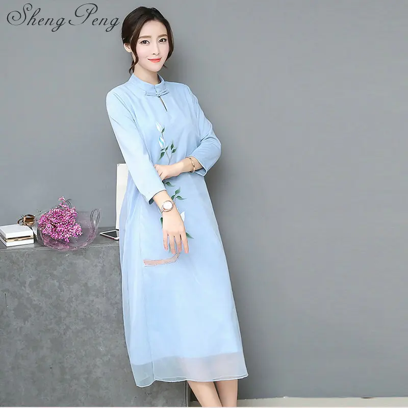 Платье Чонсам в китайском стиле Элегантное Длинное китайское платье чонсам