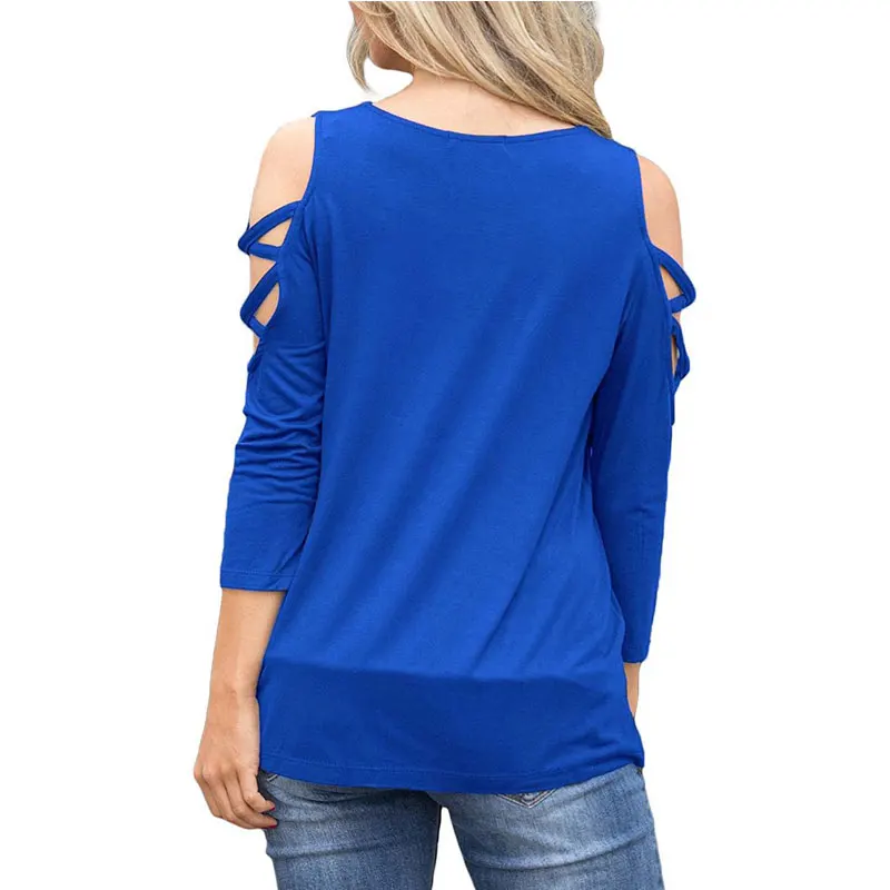 2018 осень Для женщин повязки футболки Топы Мода Хеллоу из с длинным рукавом