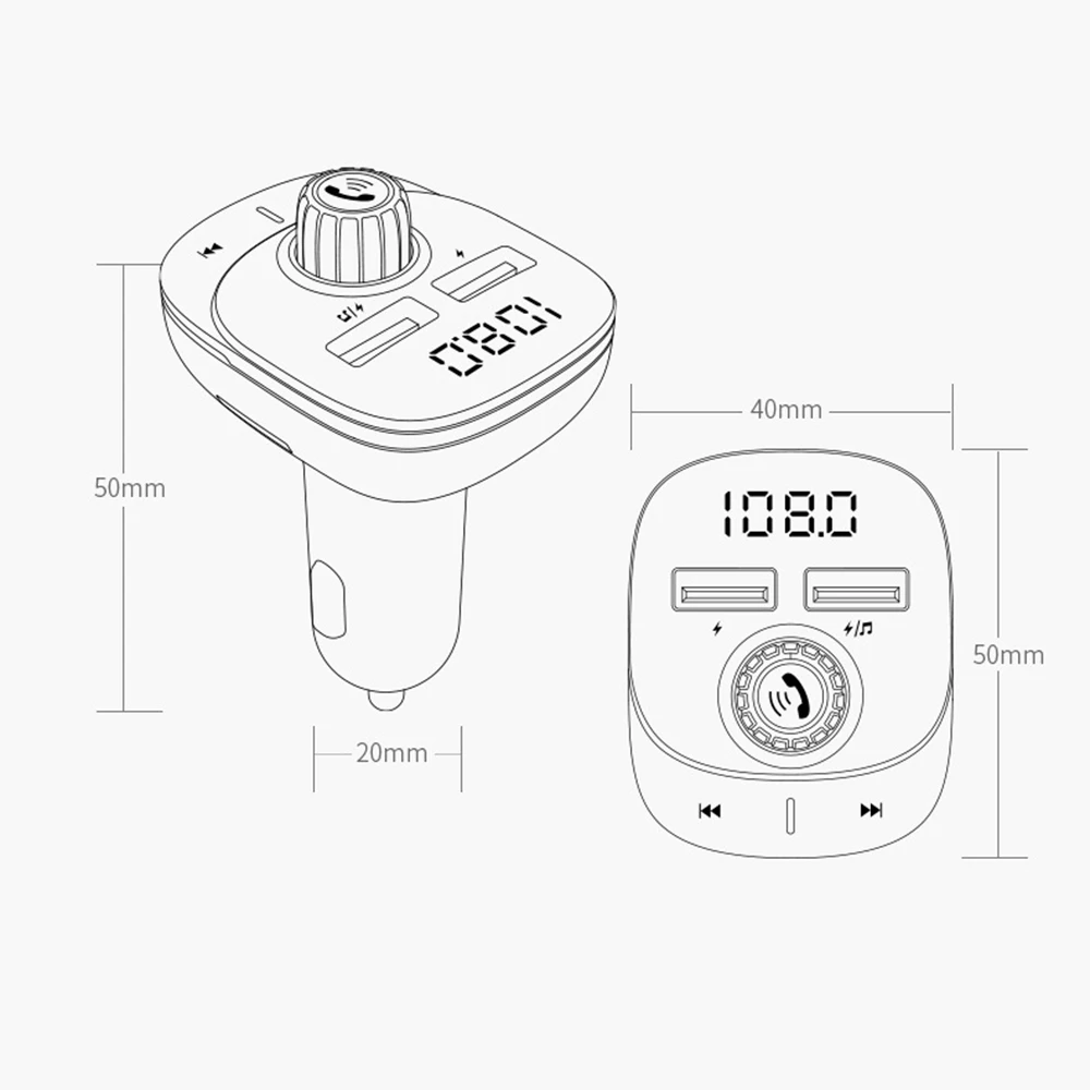 Fm-передатчик, автомобильный комплект громкой связи, Bluetooth 5,0, MP3 плеер, поддержка TF карты, U диск, 3.4A, быстрое двойное USB зарядное устройство, адаптер питания для авто