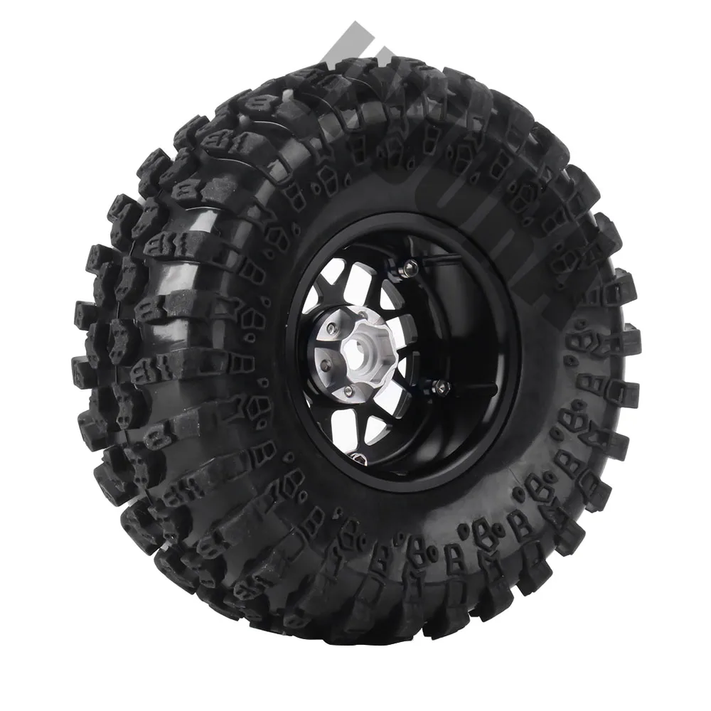 INJORA 4 шт. 2,2 дюймов Beadlock Колесные диски и резиновые шины для 1/10 RC Рок Гусеничный осевой SCX10 RR10 AX10 Wraith 90048 90018 KM2