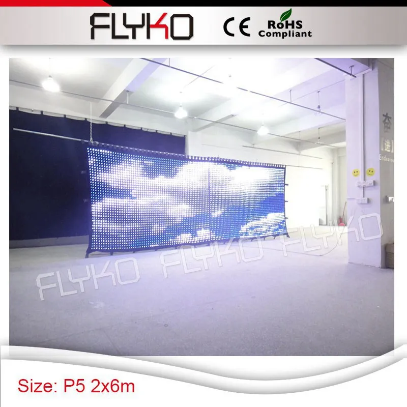 Дисплей P50mm демонстрация светодиодной видео ткани 7 футов * 20 rgb экран-занавеска с