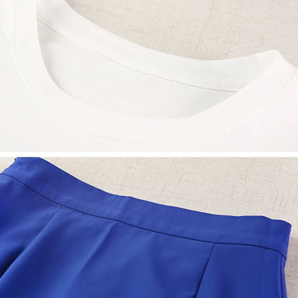 Женский Повседневный комплект из 2 предметов белая футболка с коротким рукавом и