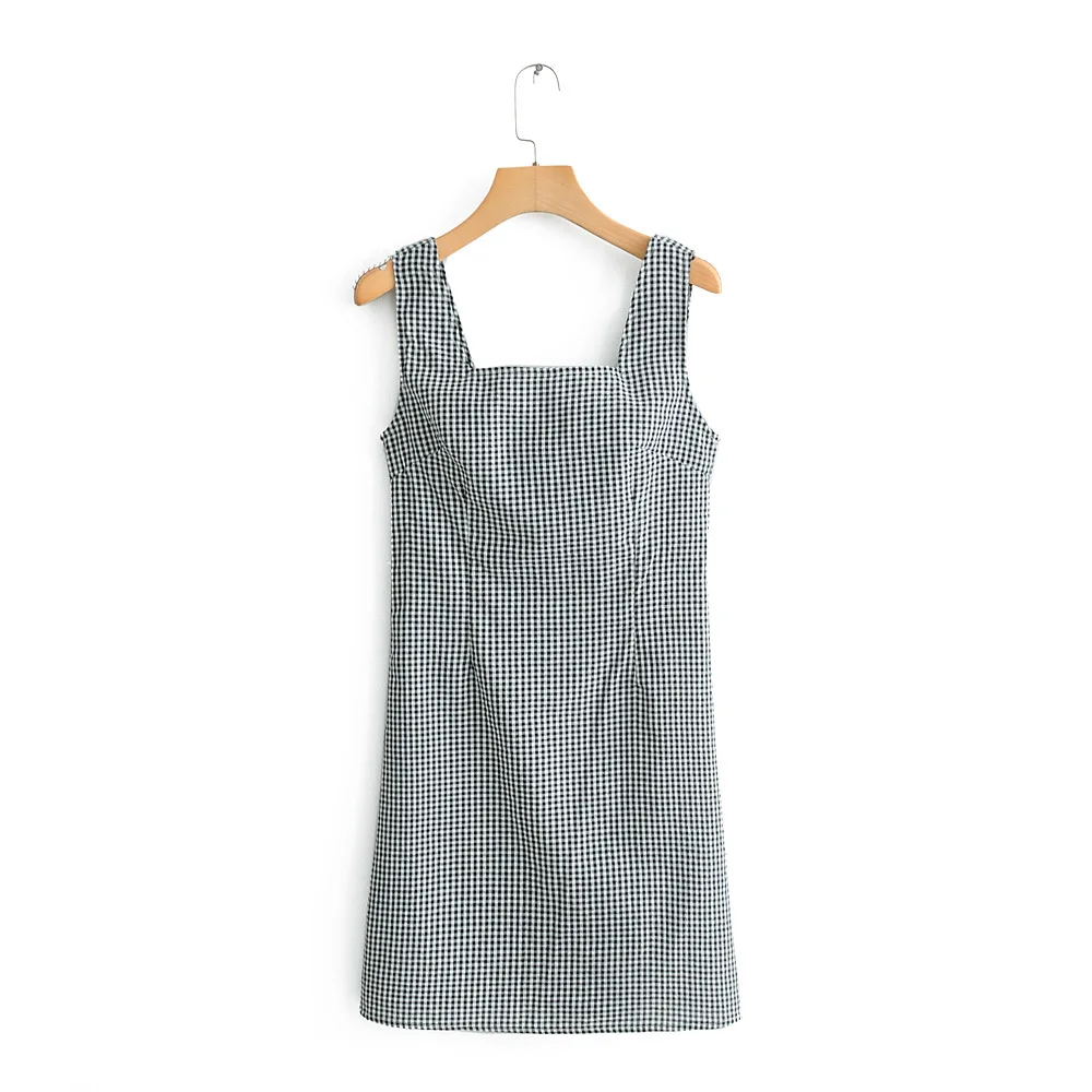 Клетчатое платье хлопок смесь Классический Простой летний сарафан для женщин su77