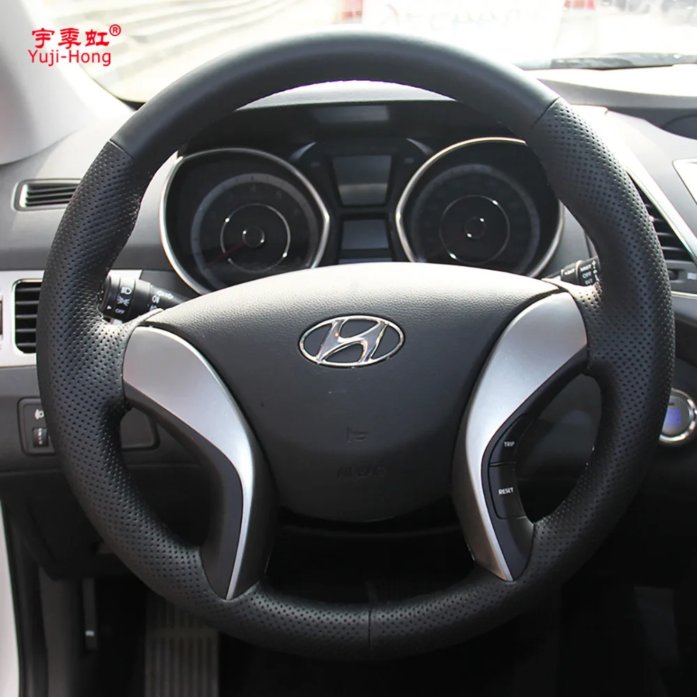 Чехлы рулевого колеса автомобиля Yuji Hong из натуральной кожи для Hyundai Elantra 5 Avante i30 2013