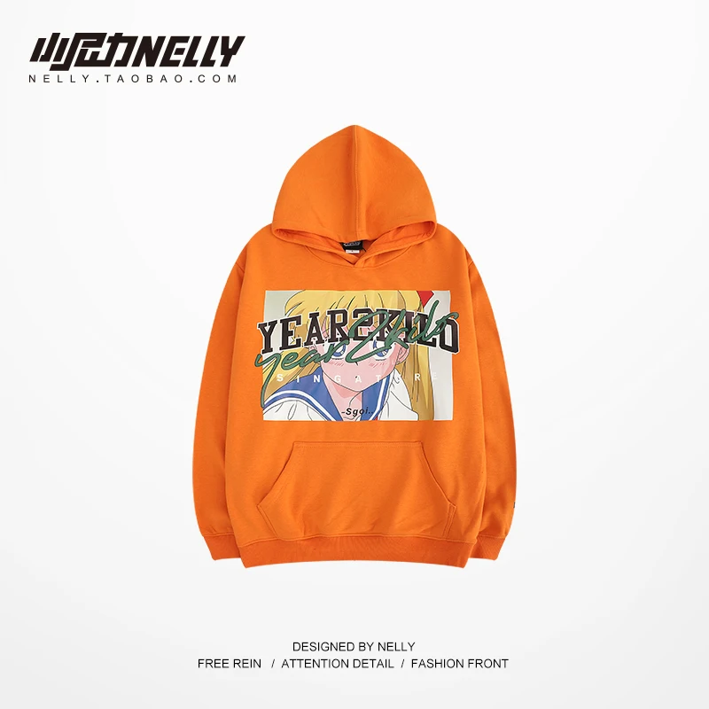 NELLY осенне-зимняя Толстовка в японском стиле с красивым принтом для девочек