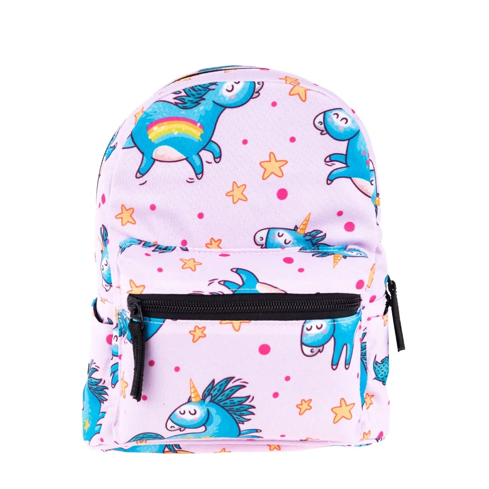Синий Единорог 3D печать мини-рюкзак женщины Mochila masculina Кто заботится Холст
