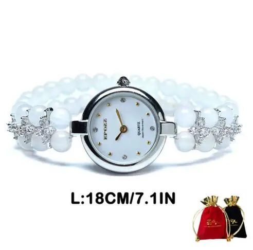 18cm No package Beauties of Emperor EPOZZ Природный камень серии новые кварцевые часы женские 925 серебро белый натуральный камень браслет часы H1122S1 - Цвет: 18cm No package
