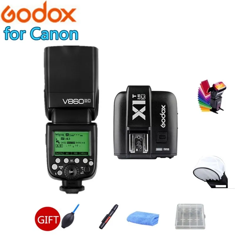 2x Godox V860II-C V860IIC Speedlite Flash GN60 1/8000s HSS TTL Light + Xpro-C Trigger передатчик для Canon 5D 7D 6D |