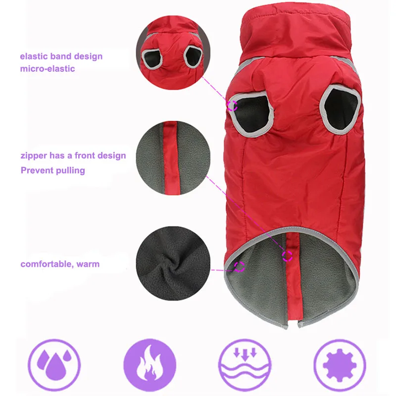 Reflective Dog Coat Winter Jacket for Large Dogs Windproof Waterproof Keep Warm Pet Clothes Big Outdoor XL - 6XL | Дом и сад