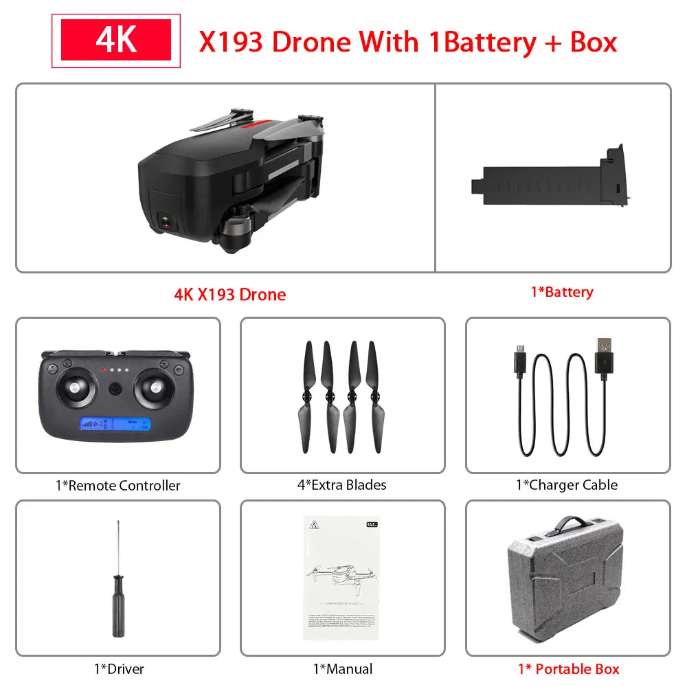 Black 1B Box X193 бесщеточный gps Дрон 5G Wifi FPV RC вертолет с 4K HD камерой управление жестами складной RC Квадрокоптер VS F11 SG906 Дрон - Цвет: Black 1B Box