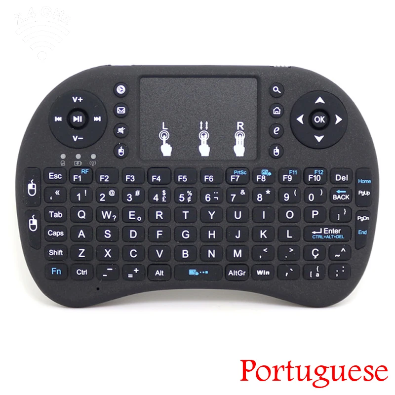 

Portuguese Version i8 Multi-Function 2.4Ghz Wireless Mini Keyboard Air Mouse with TouchPad for Android TV Box/Laptop/Mini PC