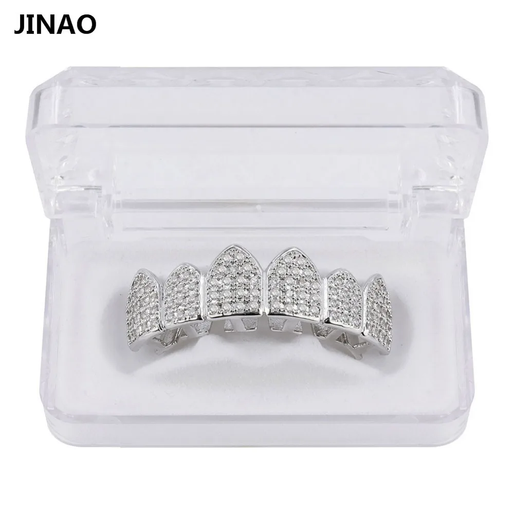 Jinao для хип-хопа зубы Grillz цвет чистого золота покрытием микро Pave CZ камни Топ и нижние грилзы Рот зубы комплект решеток корабль от нас