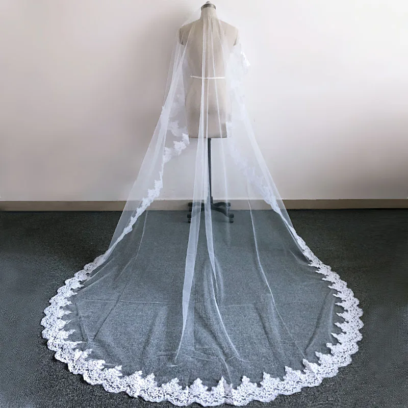 JIERUIZE 3 метра белого цвета и слоновой кости Соборные Свадебные вуали длинные