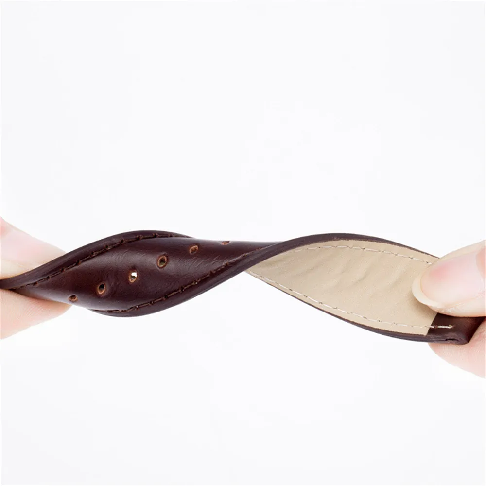 

Way Deng - Top Quality Thicken Plain Faux Leather Watch Band 20mm Gold & Silver Pin Buckle Watchband Strap Bracelet - Y103