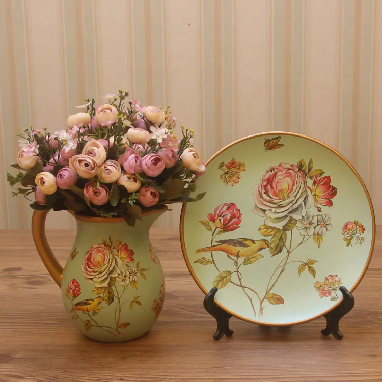 

ancient ways the vase American pastoral vase Painted pottery and porcelain dish The vase floral decoration suit process
