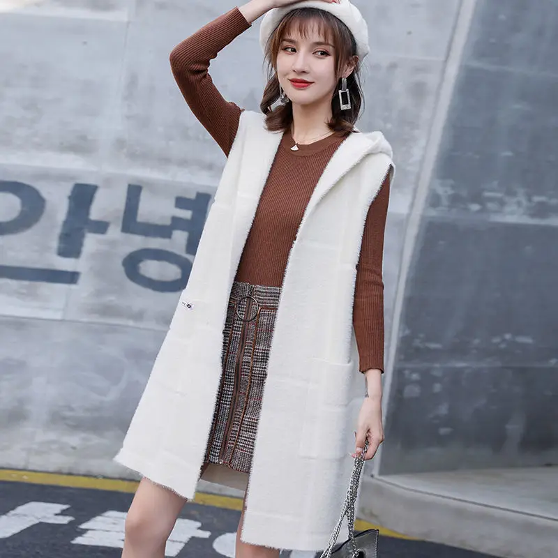 Норковая меховая кашемировая жилетка без рукавов женский свитер Свободная