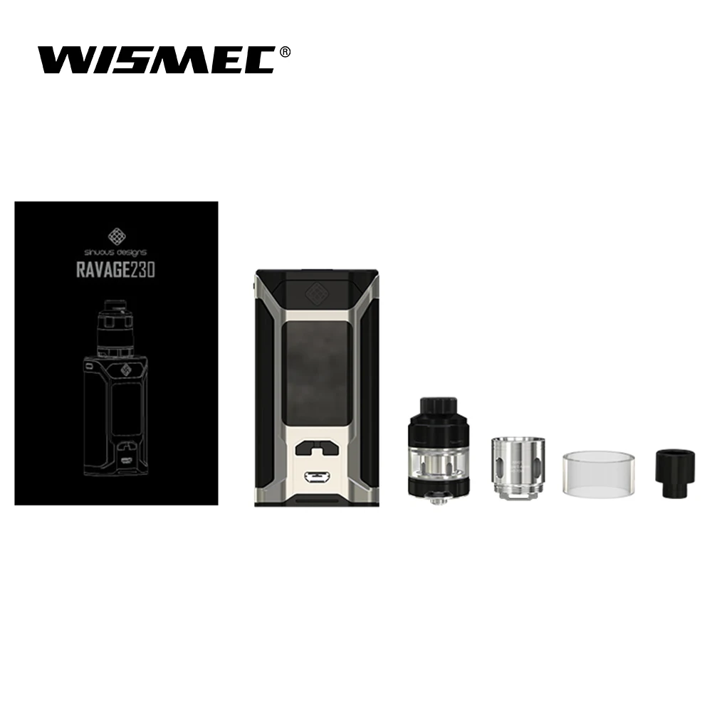 Оригинальный wismec извилистые RAVAGE230 с GNOME Evo Комплект 2 мл/4 мл 230 Вт Выход VW/TC Ni/TC Ti/TC