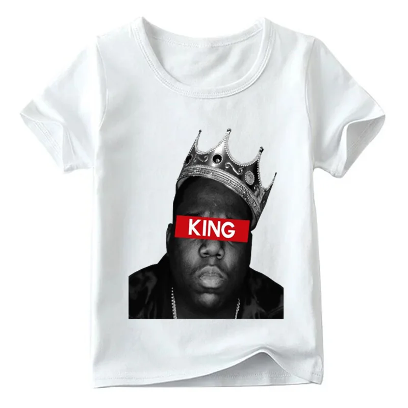 White B Америки хип-хоп рок звезда Notorious Big дизайн футболка летние футболки для детей Одежда для мальчиков и девочек Повседневная футболка, HKP456 - Цвет: White B