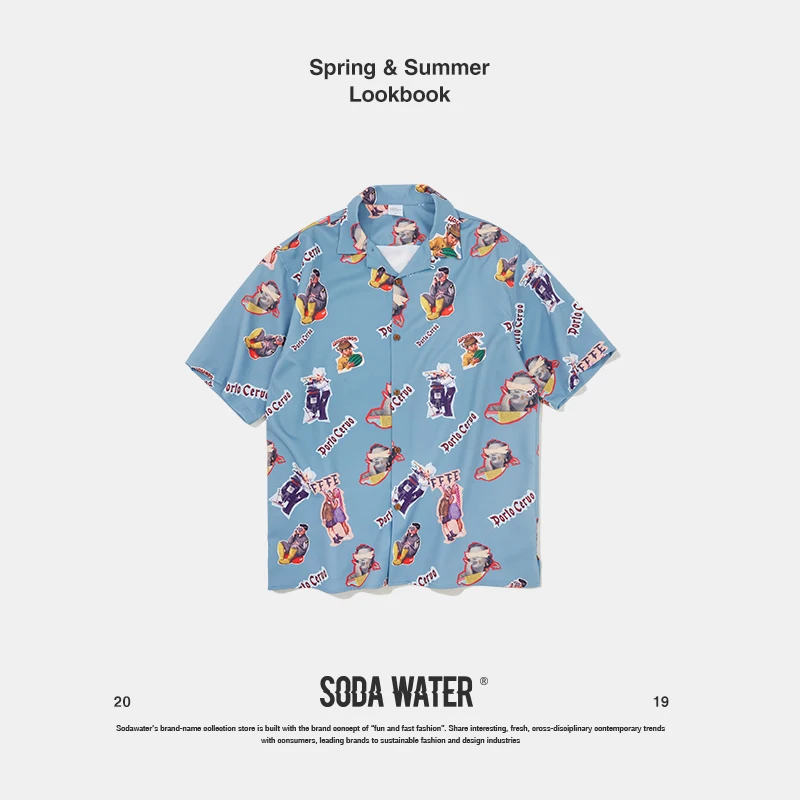 SODA WATER креативная рубашка с принтом Новое поступление 2019 рубашки отложным