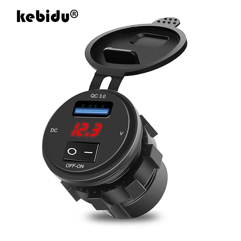 Автомобильный адаптер питания USB для зарядки телефона 18 Вт QC 3 0 с выключателем