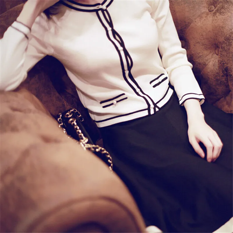 Женский комплект из двух предметов элегантный кардиган в стиле C комплекты с