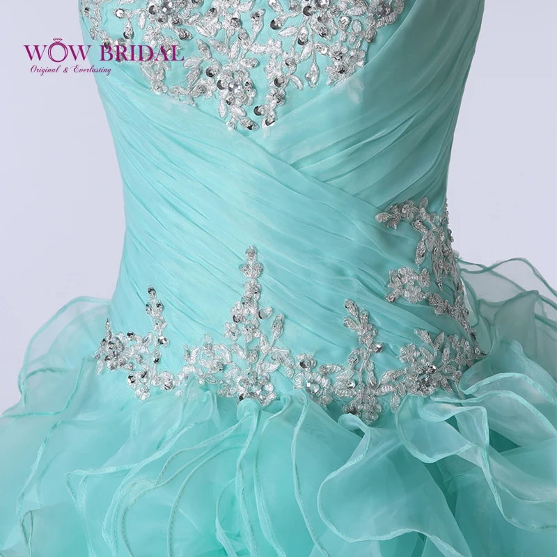 Wowbridal изящное небесно голубое платье Quinceanera 2021 без бретелек сердечко Кристалл